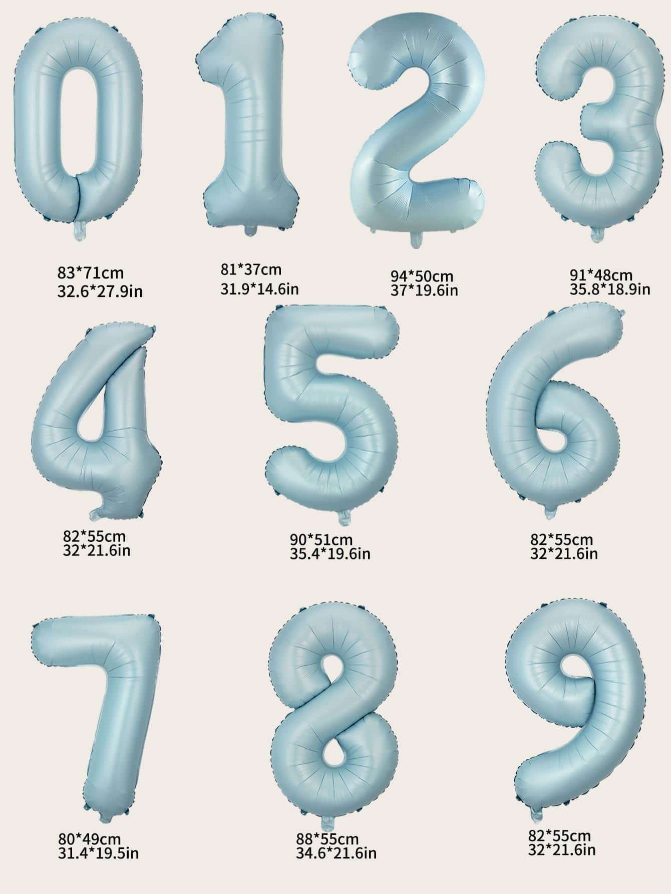 kumozawa 装飾的な数字 32インチ フォイルバルーン 1個、かわいいパーティー・お祝いデコレーション、誕生日会、結婚式に (膨らませるアクセサリーは除く) - ベビーブルー - 見る 3