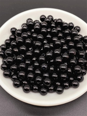 4/6/8/10mm Black Acrylic Round Beads For Jewelry Making Mobile Phone Chain DIY Fashion Bracelet Necklace Decoration Accessories