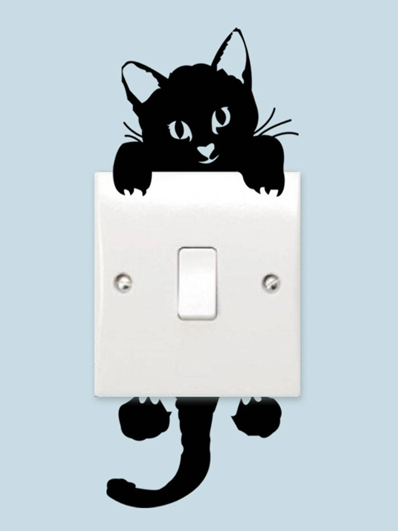 2 piezas Pegatinas para el interruptor de luz gato - Negro - Ver 1