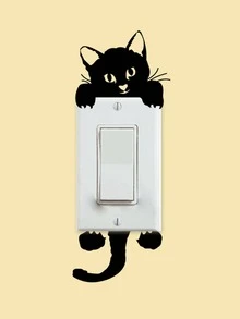2 piezas Pegatinas para el interruptor de luz gato - Negro - Ver 2