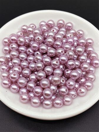 4/6/8/10 מ"מ אפור סגול אקריליק עגול חרוזים להכנת תכשיטים טלפון נייד שרשרת DIY אופנה צמיד שרשרת קישוט אביזרים