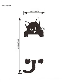 2 piezas Pegatinas para el interruptor de luz gato - Negro - Ver 5