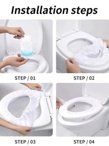 10pcs Plain Portable Disposable Toilet Seat Cover - White - View 7