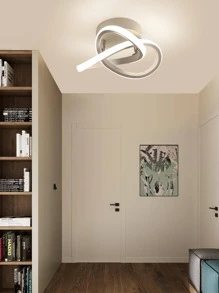 1pc Three-color-changing Aluminium Clover Shape Ceiling Light With Screws & Wiring, Suitable For Bedroom, Living Room, Dining Room Etc. - Black and White - View 3