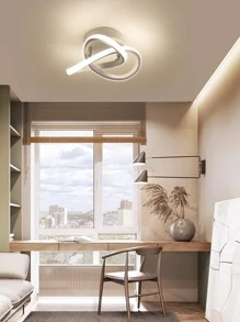 1pc Three-color-changing Aluminium Clover Shape Ceiling Light With Screws & Wiring, Suitable For Bedroom, Living Room, Dining Room Etc. - Black and White - View 1