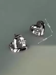 1 Pair Charm Cubic Zirconia Heart Stud Earrings For Women For Wedding Engagement Anniversary Party Jewelry Valentine's Day Gift Valentines