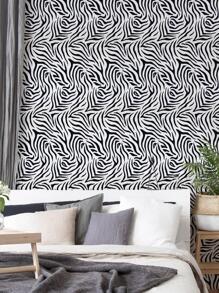 1入組斑馬紋圖案牆紙 - 黑色 - 查看 3