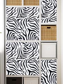 1入組斑馬紋圖案牆紙 - 黑色 - 查看 2