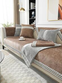 1pc Daun Desain Sofa Handuk Modern Polyester Non-slip Handuk Cover Untuk Sofa Rumah, Semua Musim - Khaki - View 1