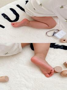 Thảm tròn chống trượt họa tiết chữ cái, thảm polyester màu xám cho phòng khách - Xám - Xem 6