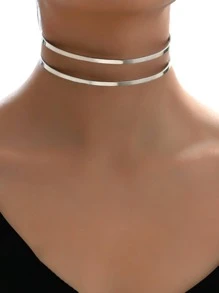 Vòng cổ khoét rỗng - Bạc - Xem 1