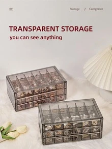 1 pieza Bisutería moderno liso multi cuadro Caja de almacenamiento de joya para casa - Rosa - Ver 5