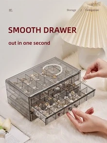 1 pieza Bisutería moderno liso multi cuadro Caja de almacenamiento de joya para casa - Rosa - Ver 3