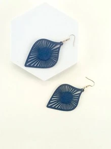 Pendientes largos geométricos con abertura - Azul - Ver 4