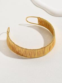 1 件女士简约编织金色项链，长度可调，适合日常佩戴 - 金黃色 - 查看 3