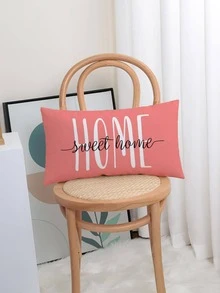 1入組無填充物字母圖形靠墊套，珊瑚粉色織物抱枕套，適用於沙發、沙發 - 珊瑚粉 - 查看 7