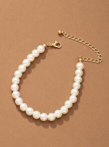 Ngọc trai giả Đính cườm Vòng tay - trắng - Xem 2