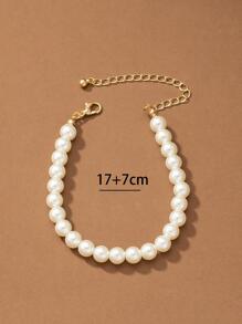 Ngọc trai giả Đính cườm Vòng tay - trắng - Xem 3