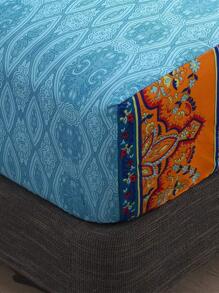 Geometric Pattern Fitted Sheet Set Without Filler - Blue - View 4