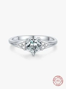 Nhẫn Bạc Trang Trí Trái Tim Đính Đá Cubic Zirconia - Bạc - Xem 2