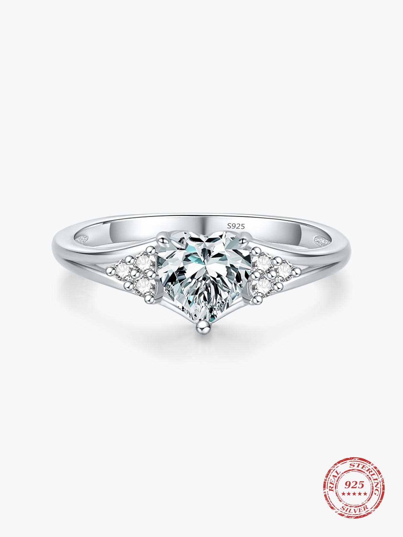 Nhẫn Bạc Trang Trí Trái Tim Đính Đá Cubic Zirconia