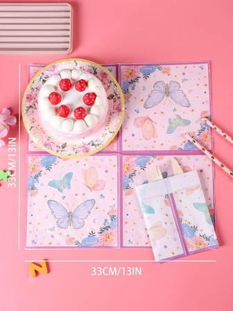 24入組蝴蝶樣式一次性餐巾