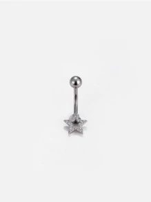 方晶鋯石星形裝飾臍環