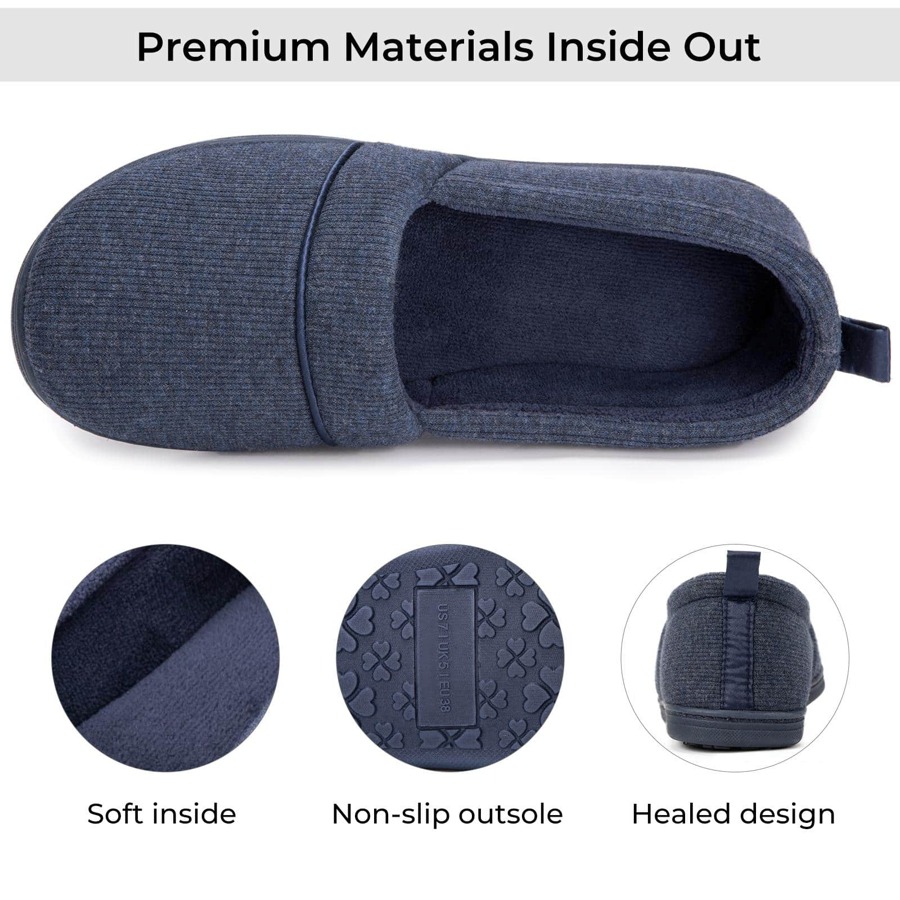 Women's Comfort Memory Foam House Shoes, Ladies' Light Weight Terry