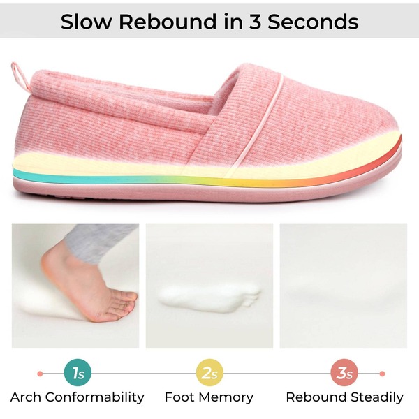 Women's Comfort Memory Foam House Shoes, Ladies' Light Weight Terry