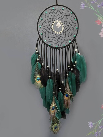 Natural Feather Dream Catcher Birthday Gift Ornaments Hand-Woven Pendant Creative Gift Home Ornaments Ornaments Background Wall Decoration 1PC,Home Decor ,Room Decor,Wall Decor Gifts Graduation