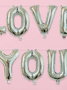 1pc Letter Design Decorative Balloon, Metallic Silver Polyamide Balloon For Party, Christmas - Silver - View 3