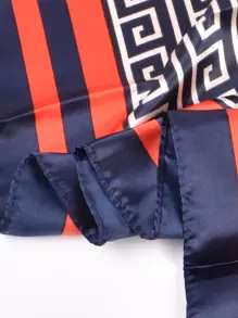 1 chiếc khăn Bandana họa tiết địa lý thời trang dành cho nữ dùng để trang trí hàng ngày, dây buộc tóc, băng đô lý tưởng để tô điểm cho vẻ ngoài của bạn vào mùa đông thu - Màu xanh hải quân - Xem 5