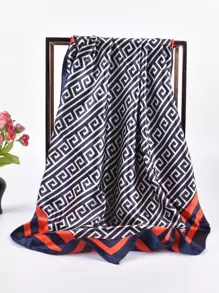 1 chiếc khăn Bandana họa tiết địa lý thời trang dành cho nữ dùng để trang trí hàng ngày, dây buộc tóc, băng đô lý tưởng để tô điểm cho vẻ ngoài của bạn vào mùa đông thu - Màu xanh hải quân - Xem 3