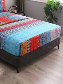 4pcs Geometric Pattern Sheet Set, 1pc Flat Sheet And 1pc Fitted Sheet And 2pcs Pillow Case, Pillow Insert Not Include, Modern Bed Sheet Set, For Bedroom