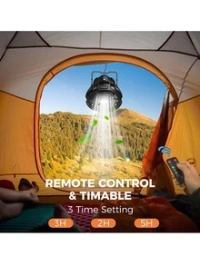 Camping Fan for Tents,Tent Fan with Lantern Remote Control 7800mAh Portable USB Rechargeable Battery Operated Desk Fan Power Bank Up to 25 Hours for Travel,Fishing,Hiking,BBQ,Hurrican Camp Fan Light - màu đen - Xem 4