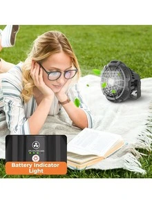 Camping Fan for Tents,Tent Fan with Lantern Remote Control 7800mAh Portable USB Rechargeable Battery Operated Desk Fan Power Bank Up to 25 Hours for Travel,Fishing,Hiking,BBQ,Hurrican Camp Fan Light - màu đen - Xem 7