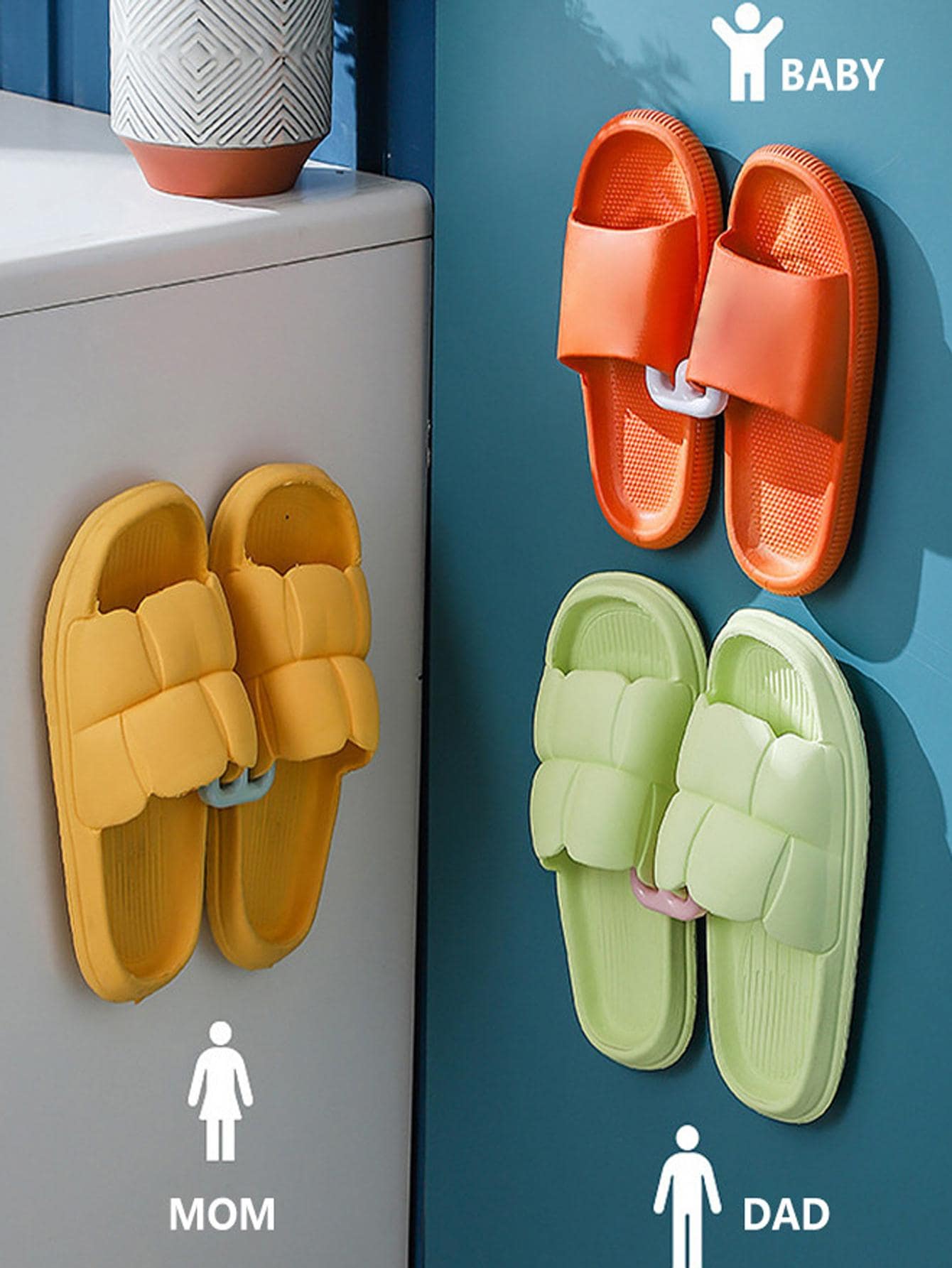 3pcs Wall Mounted Slipper Rack, Plastic Shoe Holder For Bathroom