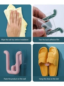 3pcs Wall Mounted Slipper Rack, Plastic Shoe Holder For Bathroom