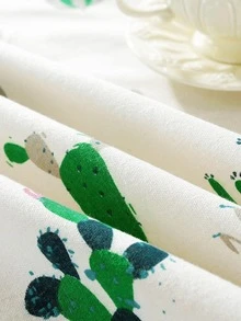 1入組滌綸桌布現代仙人掌圖案流蘇裝飾長方形桌布 - 彩色 - 查看 3