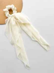 1 pieza de decoración de lazo liso para mujer, bufanda elegante, lazo para el pelo para volver a la escuela - Beis - Ver 2