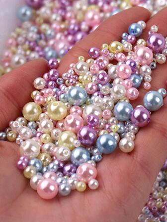 1包3-8毫米人造珍珠珠DIY首飾配件，彩色塑料首飾製作珠子DIY