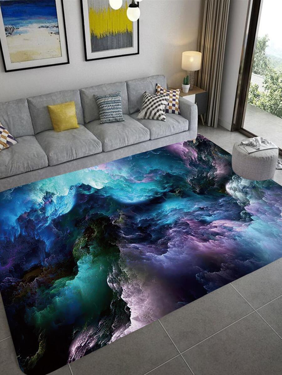 1 tấm thảm in đồ họa, thảm chống trượt polyester hiện đại cho phòng khách - Nhiều màu - Xem 1