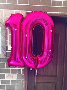 1 pieza número diseño decorativo 40 pulgadas rosado de color metálico globo para de fiesta de cumpleaños - Rosa Fucsia - Ver 6