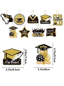 9 piezas Guirnalda graduación fiesta decorativo espiral - Dorado - Ver 2