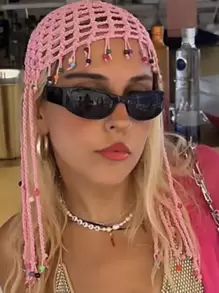 Trang trí hạt trang trí mũ móc rỗng - Hồng - Xem 1