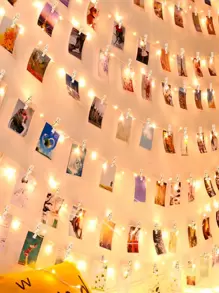 1 conjunto 2/5M Banner de Luz com Clipe de Foto, Decoração de Casamento, Decoração de Festa de Aniversário, Banner de Revelação de Gênero, Decoração de Festa de Festival para Casa, Melhores Presentes