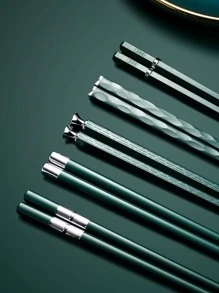 5雙抗菌合金筷子 - 軍綠色 - 查看 4