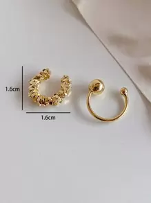Bow Decor Ear Cuffs - Yellow Gold - View 3