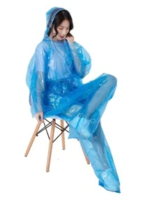1pc Simple Blue Thick Disposable Raincoat, Dust Proof PE Portable Raincoat For Household - Blue - View 6