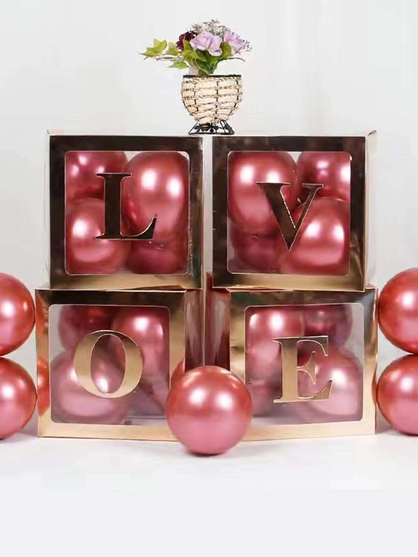 1pc Letter Graphic Transparent Balloon Box, Paper Champagne Balloon Decorative Box For Household - Champagne - View 1
